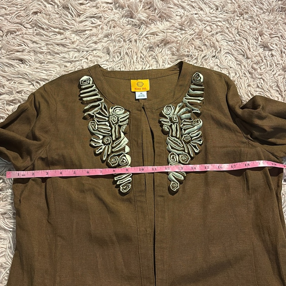 Ruby Rd. Linen Blend Embroidered Light Jacket - Picture 7 of 9